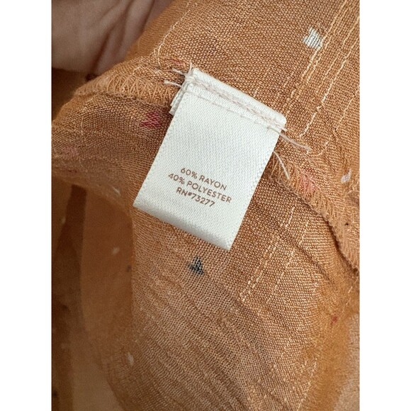 LC Lauren Conrad Blouse Top Large Orange Hearts Long Bell Sleeves Open Back - Picture 6 of 6